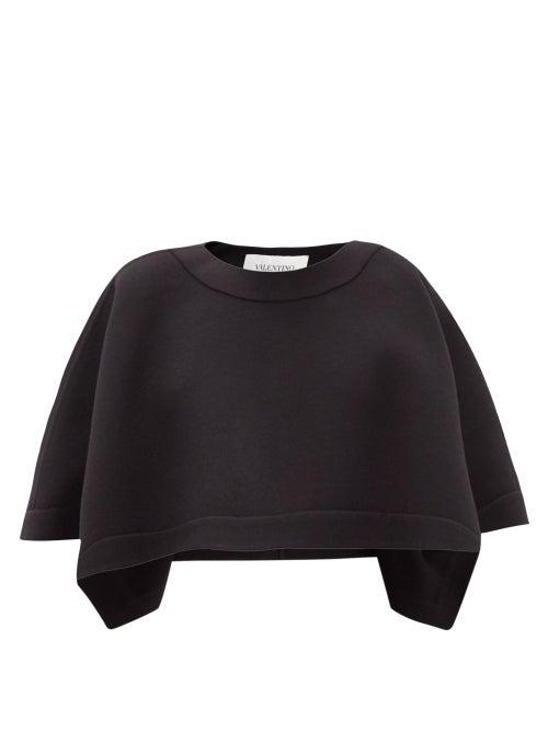 Matchesfashion.com Valentino - Boat-neck Wool Cape - Womens - Black