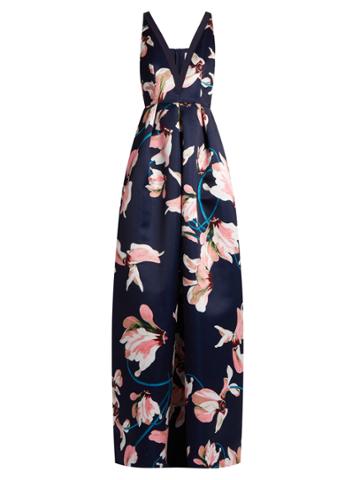 Erdem Ceren Kayo Lily-print Duchess-satin Gown