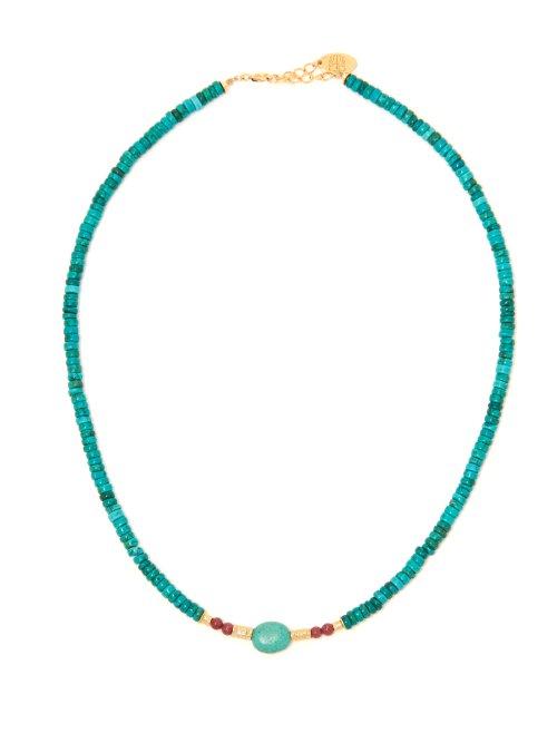 Matchesfashion.com Elise Tsikis - Elyes Beaded Necklace - Womens - Green
