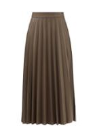 Stand Studio - Haven Pleated Faux-leather Maxi Skirt - Womens - Light Brown