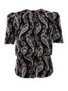 Isabel Marant - Udellnad Paisley-print Velvet Top - Womens - Black Multi