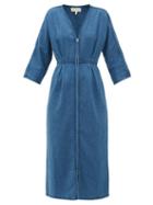 Matchesfashion.com Mara Hoffman - Annetta Zipped Denim Dress - Womens - Blue