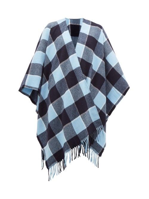 Matchesfashion.com Acne Studios - Cassiar Checked Virgin Wool Poncho - Womens - Blue