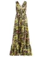 Msgm Deep V-neck Floral-print Silk Dress