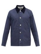 Mens Rtw A.p.c. - Andre Corduroy-collar Cotton-twill Jacket - Mens - Navy