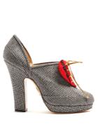 Charlotte Olympia Leading Lady Suede-heart Hound's-tooth Pumps