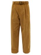 Loewe - Pleated Cotton-corduroy Wide-leg Trousers - Mens - Beige