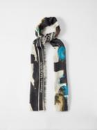 Alexander Mcqueen - Watercolour Graffiti-print Cotton-blend Scarf - Mens - Black Multi