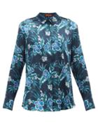 Matchesfashion.com Altuzarra - Chika Hibiscus Print Silk Blend Charmeuse Blouse - Womens - Blue Print