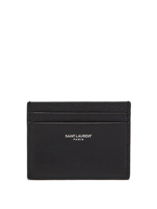 Matchesfashion.com Saint Laurent - Logo-debossed Grained-leather Cardholder - Mens - Black