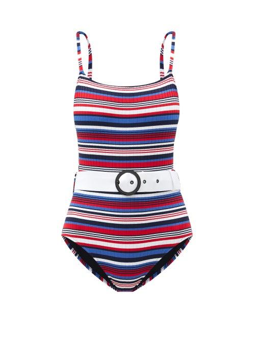 Matchesfashion.com Solid & Striped - The Nina Striped Swimsuit - Womens - Blue Multi