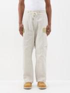 Nicholas Daley - Drawstring-cuff Linen Cargo Trousers - Mens - Oatmeal