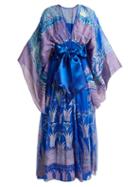 Matchesfashion.com Zandra Rhodes - Archive Ii The 1973 Reverse Lilies Gown - Womens - Blue Print