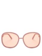 Matchesfashion.com Gucci - Horsebit-chain Oversized Round Acetate Sunglasses - Womens - Pink