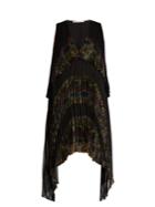 Marco De Vincenzo V-neck Floral-panelled Pleated Dress