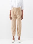 Brunello Cucinelli - Single-pleat Cotton-blend Trousers - Womens - Mid Brown