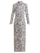 Matchesfashion.com Bella Freud - Okavango Satin Tiger Print Dress - Womens - White Navy