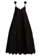Vika Gazinskaya Scallop-edge Pompom-shoulder Maxi Dress