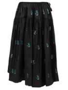 Matchesfashion.com Cecilie Bahnsen - Rosie Hawthorn Floral-embroidered Skirt - Womens - Black Multi