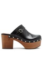Matchesfashion.com Alexachung - Perforated Leather Clogs - Womens - Black