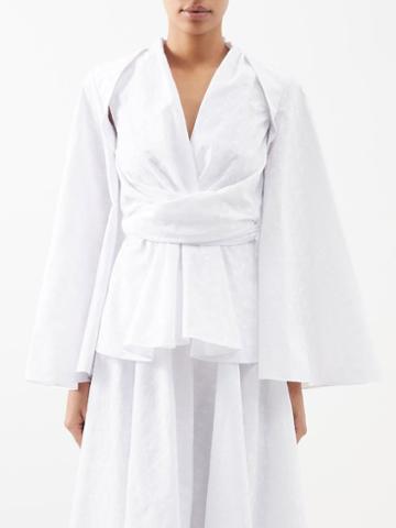 E.stott - Dash Wrap-front Detachable-sleeve Cotton Top - Womens - White