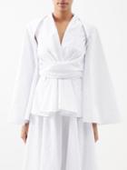 E.stott - Dash Wrap-front Detachable-sleeve Cotton Top - Womens - White