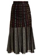 Matchesfashion.com Alexander Mcqueen - Metallic Knit Pleated Midi Skirt - Womens - Black Multi