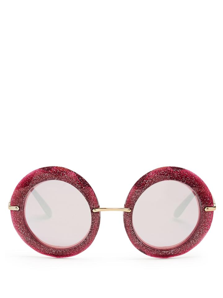 Dolce & Gabbana Round-frame Glitter-acetate Sunglasses