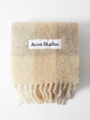 Acne Studios - Vally Check Alpaca-blend Scarf - Mens - White Multi