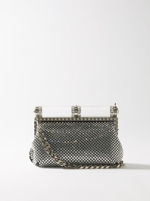 Dolce & Gabbana - Bubu Crystal-embellished Satin Clutch Bag - Womens - Silver