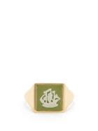 Matchesfashion.com Ferian - Wedgwood Ceramic Ship Cameo And Gold Signet Ring - Womens - Green