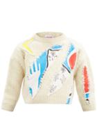 Matchesfashion.com Charles Jeffrey Loverboy - Cat-print Appliqu Wool Sweater - Womens - Beige Multi