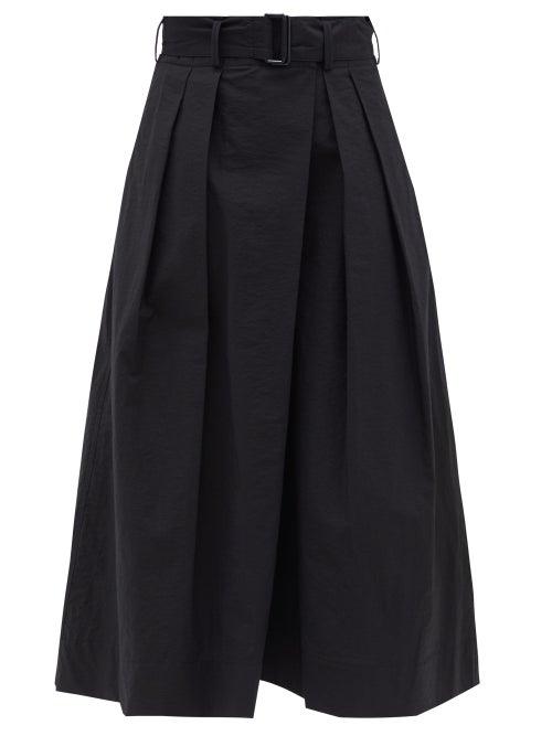 Matchesfashion.com Lemaire - Pleated Tumbled Cotton-blend Poplin Culottes - Womens - Black