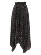 Matchesfashion.com Alexandre Vauthier - Polka-dot Print Asymmetric Pleated Twill Skirt - Womens - Black Multi