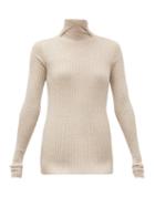 Matchesfashion.com Jil Sander - Slit Roll Neck Cashmere Blend Sweater - Womens - Beige Multi