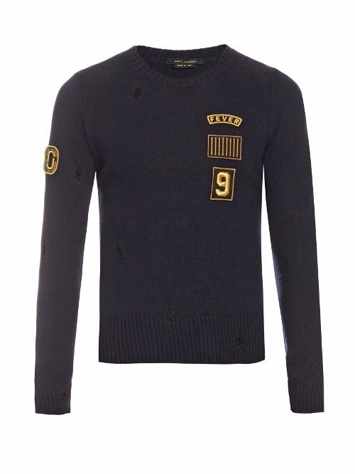 Marc Jacobs Patch-appliqu Crew-neck Wool Sweater