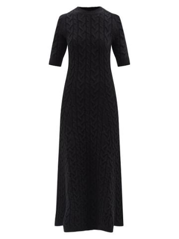 Brock Collection - Tahani Cable-knit Cashmere-blend Midi Dress - Womens - Black