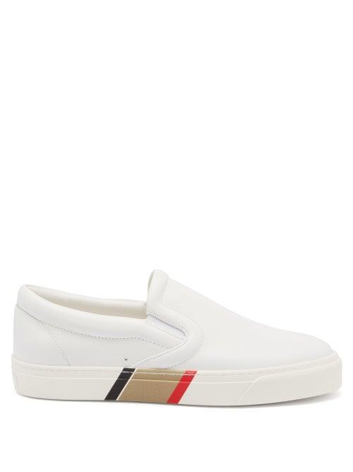 Matchesfashion.com Burberry - Thompson Icon-stripe Leather Trainers - Mens - White