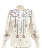 Isabel Marant - Ciska Floral-embroidered Silk-voile Blouse - Womens - Ivory Multi