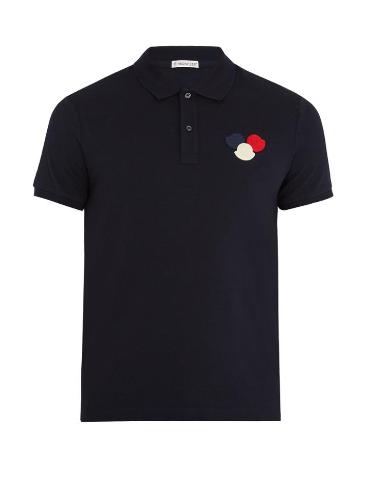 Moncler Felt-appliqu Cotton-piqu Polo Shirt