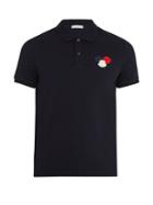 Moncler Felt-appliqu Cotton-piqu Polo Shirt