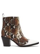 Matchesfashion.com Ganni - Lovina Python Print Ankle Boots - Womens - Brown White