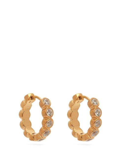 Matchesfashion.com Theodora Warre - Zircon Gold Plated Medium Hoop Earrings - Womens - Gold