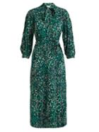 Matchesfashion.com Cefinn - Camouflage Print Silk Crepe De Chine Midi Dress - Womens - Green Multi