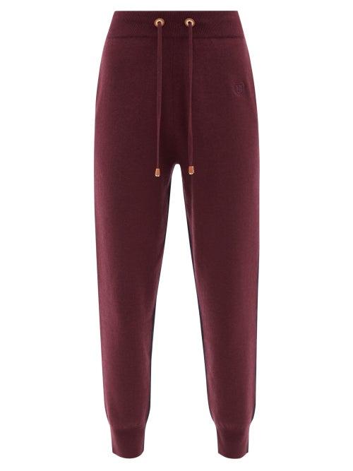 Burberry - Mannon Colour-block Knit Track Pants - Womens - Burgundy Multi