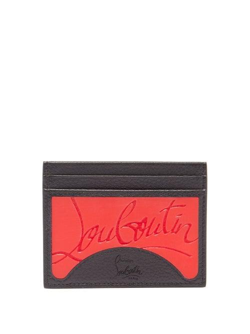 Matchesfashion.com Christian Louboutin - Kios Grained Leather And Rubber Cardholder - Womens - Black Red