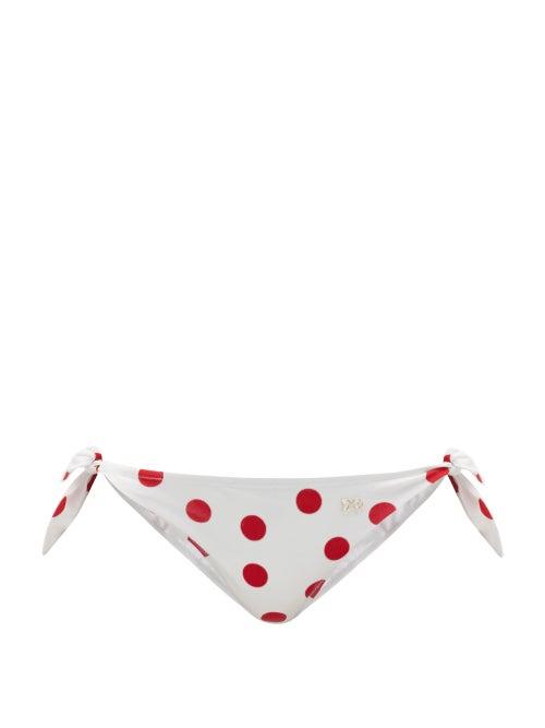 Matchesfashion.com Dolce & Gabbana - City Life Side-tie Polka-dot Bikini Briefs - Womens - Red White