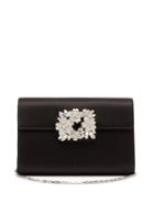 Matchesfashion.com Roger Vivier - Bouquet Crystal-embellished Satin Shoulder Bag - Womens - Black