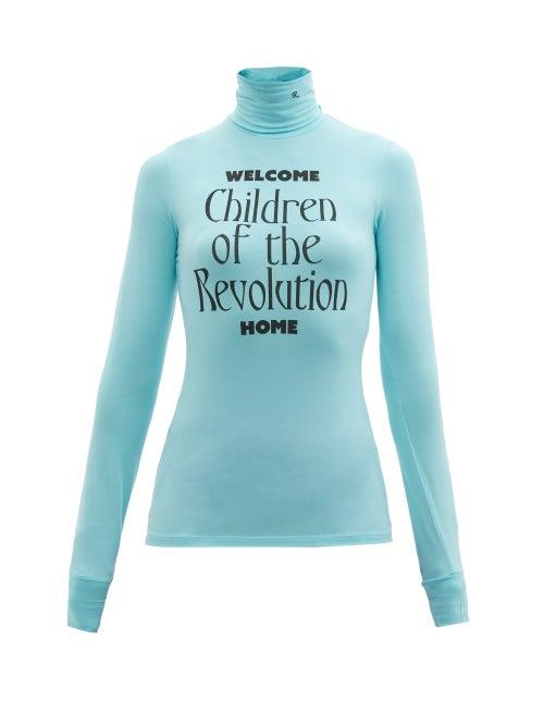 Matchesfashion.com Raf Simons - Children Of The Revolution Roll-neck Jersey Top - Womens - Blue