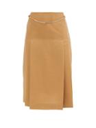 Matchesfashion.com Victoria Beckham - Belted Pleated Wool High-rise Skirt - Womens - Camel